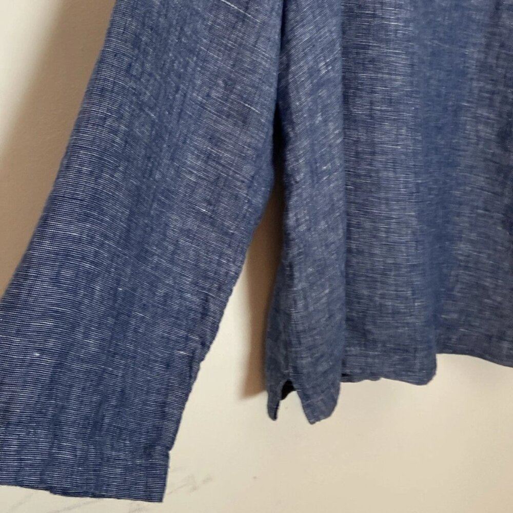 Sigrid Olsen Women's Blue Linen Top Blouse Boat Neck Dolman  XL - Picture 5 of 15